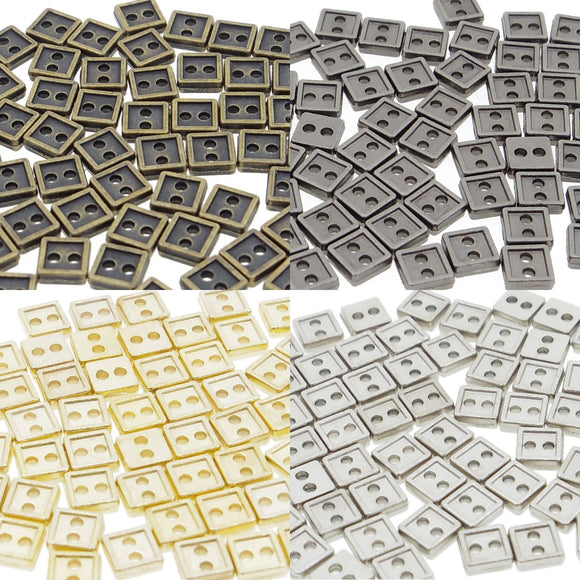 4mm Square Shaped DIY Doll Clothes Sewing Sew On Plated Metal Miniature Buttons 60pcs Choice of 4 Colours