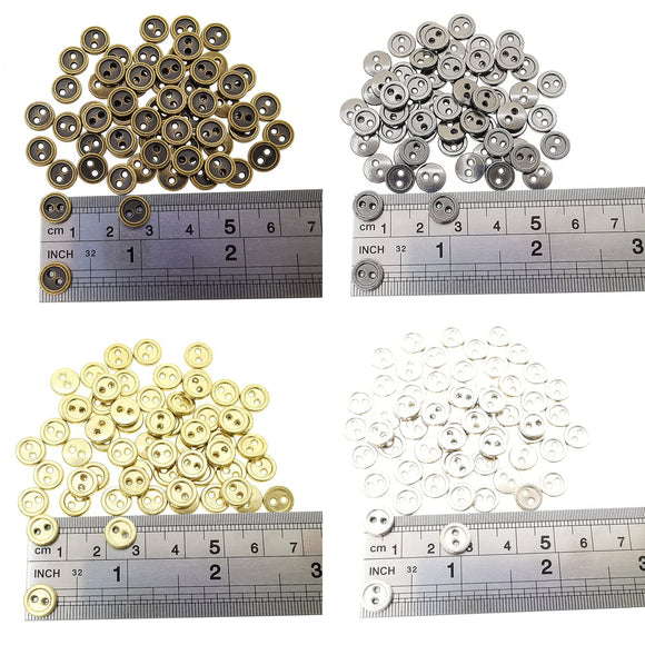 Doll Clothes DIY Sewing Supplies 8mm 2-Hole Round Plated Metal Buttons 4 Colours 20pcs Each Colour Total 80pcs