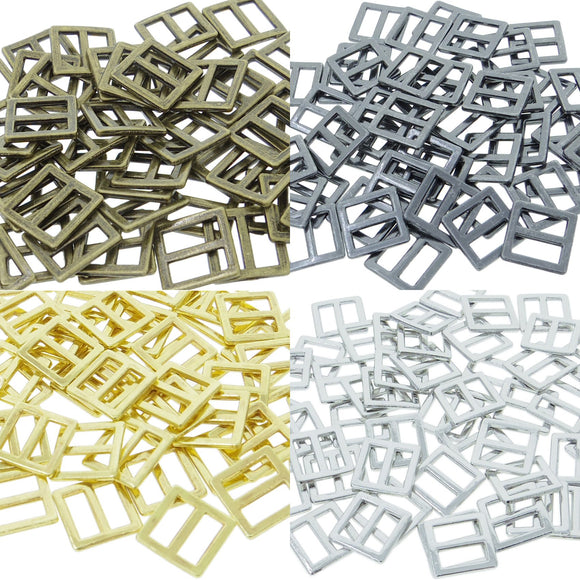 Doll Clothes DIY Sewing Supplies Outer 12x12mm Inner 9mm Metal Rectangle Slide Belt Buckles 50pcs Choice of 4 Colours