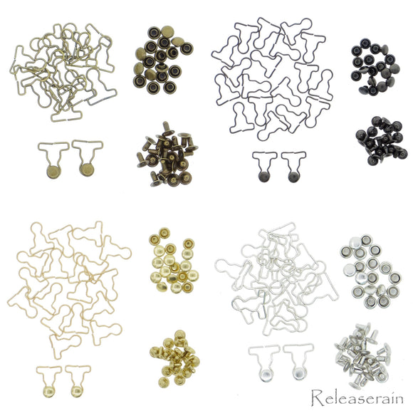 9mm Overall Buckles 4mm Mushroom Rivets 20 Sets Choice of 4 Colours For DIY 1/6 Blythe BJD Doll Clothes